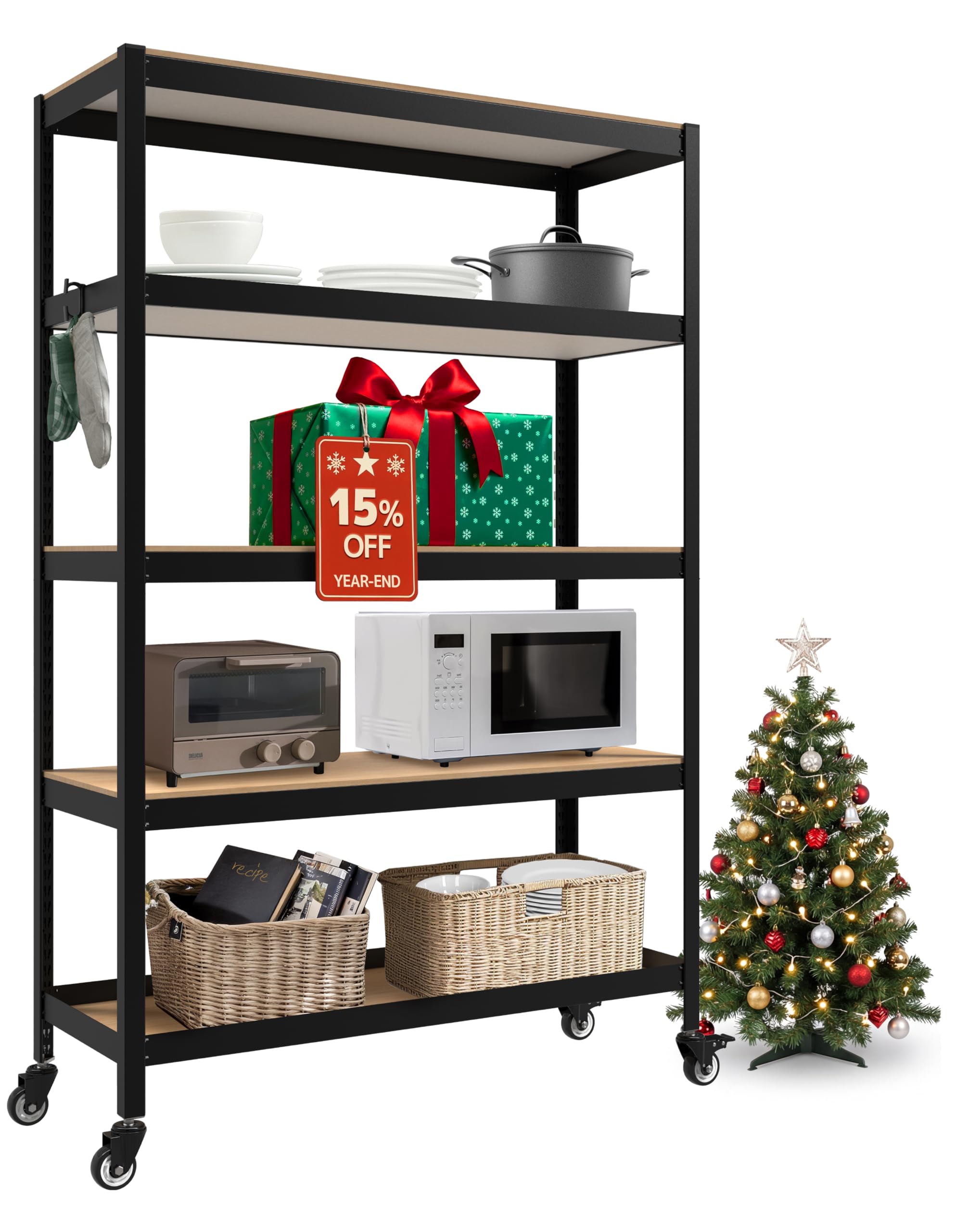 DANT Houseスチールラック 5段 幅120 奥行45 高さ191 Amazon｜HOMEDANT House 組立簡単 ラミネート スチールラック キッチン